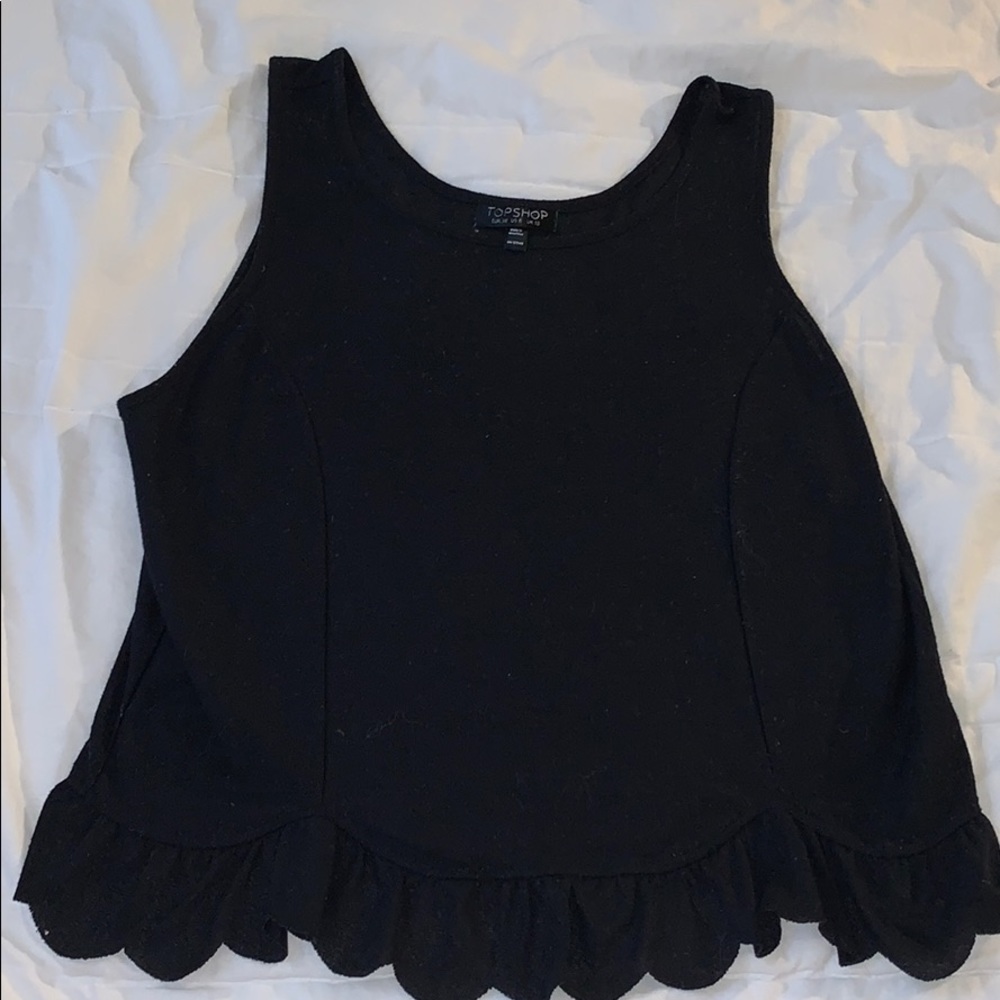 TOPSHOP Black Scalloped Tank